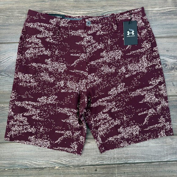 Under Armour Other - Under Armour Mens Golf Printed Shorts Size 36 9" Maroon Camo 1377303-600 NWT